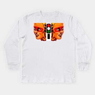 Mysterious blonde girl and the traffic light Kids Long Sleeve T-Shirt